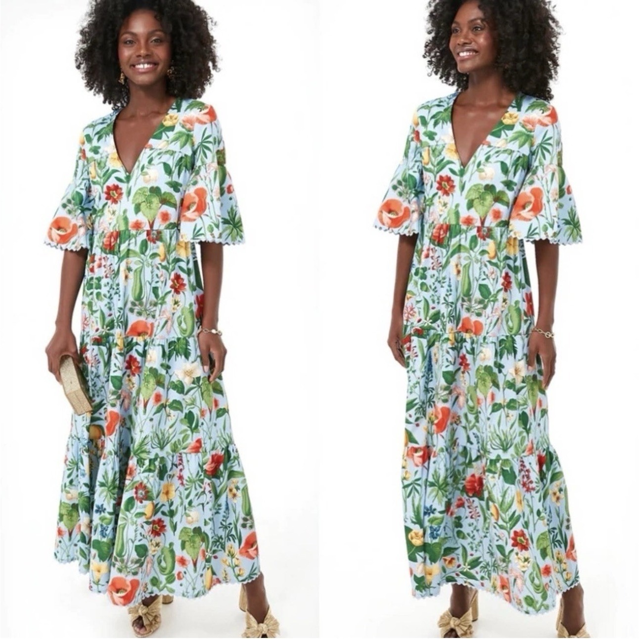 Tuckernuck Floral Maxi Dress In Green, Light Blue, Orange, Yellow — image 3 of 8